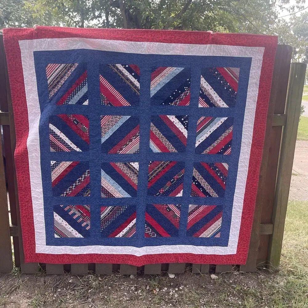 Patriotic Quilt Red, White & Blue Stars and Stripes – 72